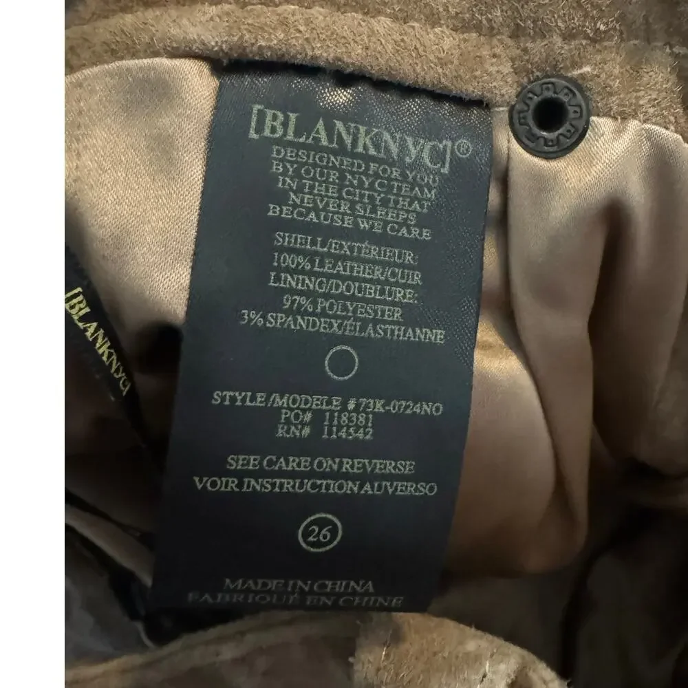 BLANKNYC Caffe Latte Suede 100% Leather Moto Mini Skirt Size 26 - Picture 5 of 10